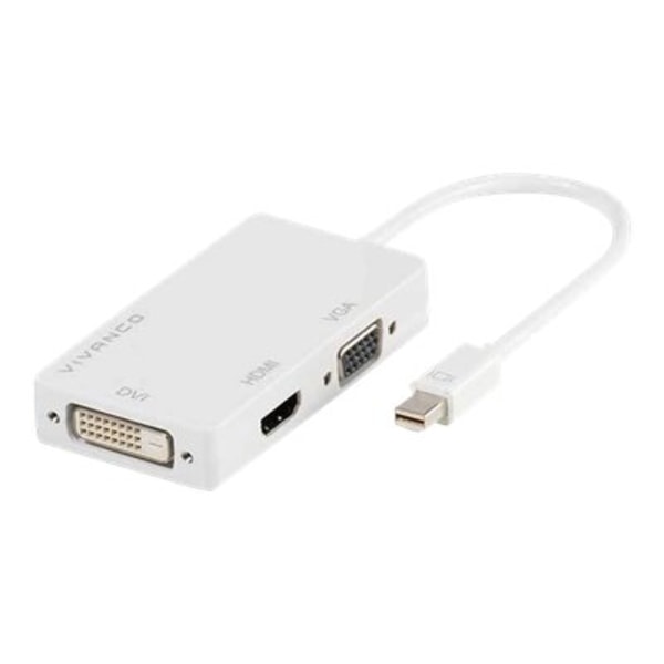Vivanco - Videokort - Mini DisplayPort hane till HD-15 (VGA), HDMI, DVI hona - 10 cm - vit