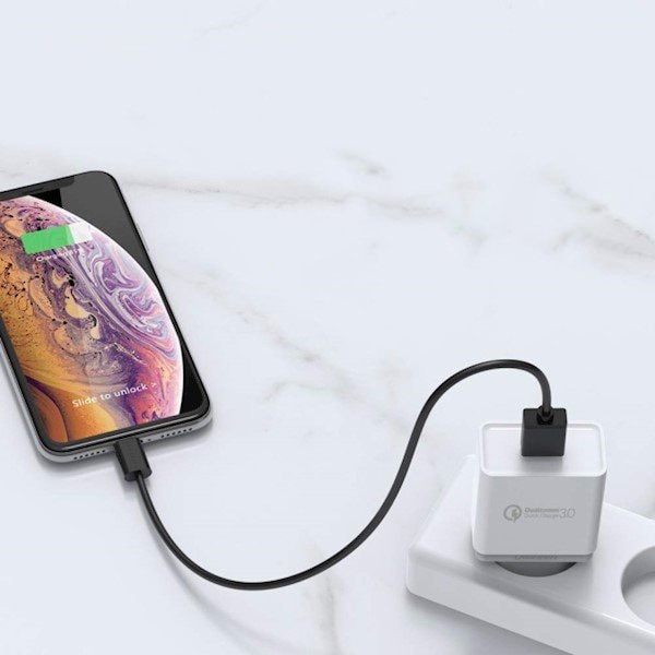 Quick Charge 3.0 18W 3A USB vit snabbladdare