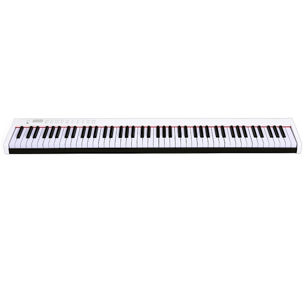 Digitalt piano med 88 tangenter Bärbar elektronisk klaviatur 127 x 21,5 x 6,5 cm Vit + Svart