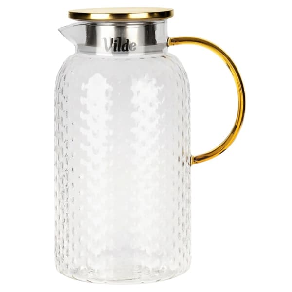 Glaskanna med lock och sil, 2 liters kapacitet