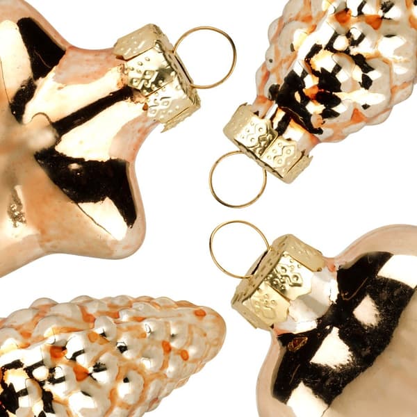 Julgranskulor i glas, guld, 4/4,5 cm, 12 st.