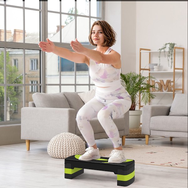 Stepboard aerobic stepper højdejusterbar med 3 niveauer (10/15/20 cm) fitness motionscykel til indendørs udendørs belastningskapacitet op til 150 kg g