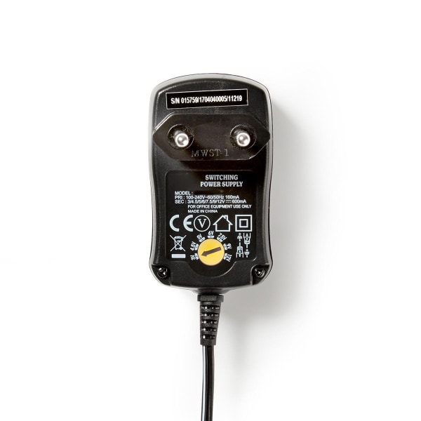 AC Yleisvirtalähde | 7.2 W | 3 - 12 V DC | 1.80 m | 1.0 A A | 6 plug(s) | Musta