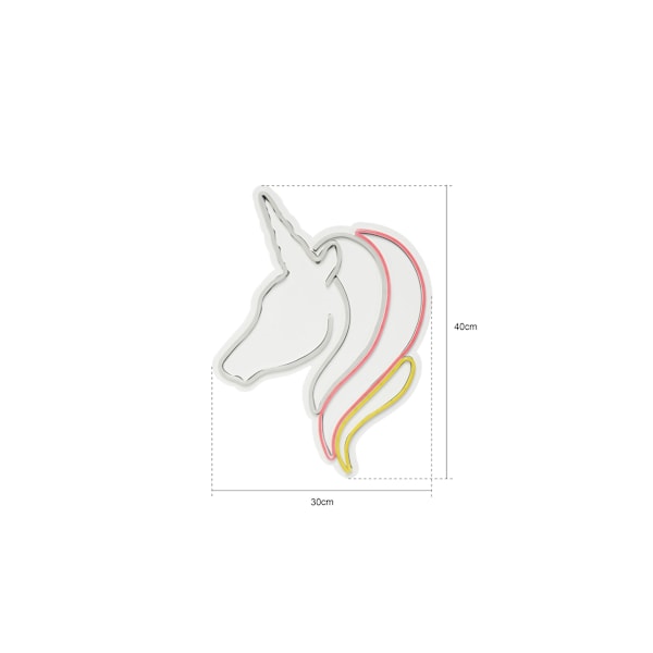 Dekorativ Plast Led Belysning Unicorn - Vit, Blå, Gul