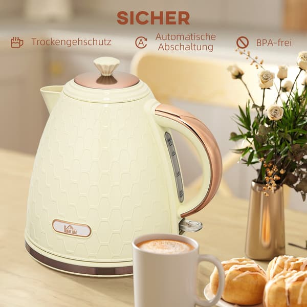Elkedel, 2200W, Vindue, Filter, Beige