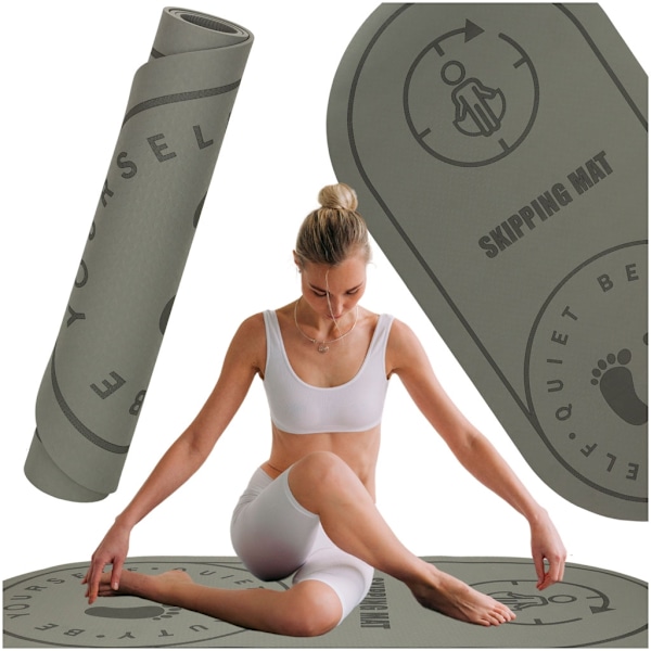 Yoga hoppe træningsmåtte lydisolerende anti-skrid 127x63x0,6 cm sort