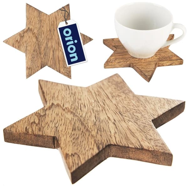 Stjerneformet coaster i mangotræ, 12,5 cm diameter