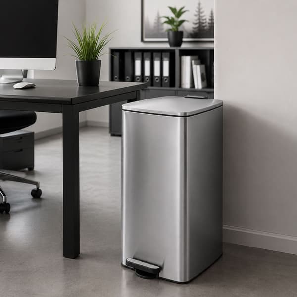 60L Pedalspand i rustfrit stål – Soft-Close, Sølv