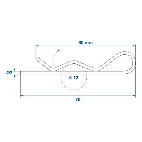 Hitch pin enkelt 2mm / 6-12mm 2 stk i blister
