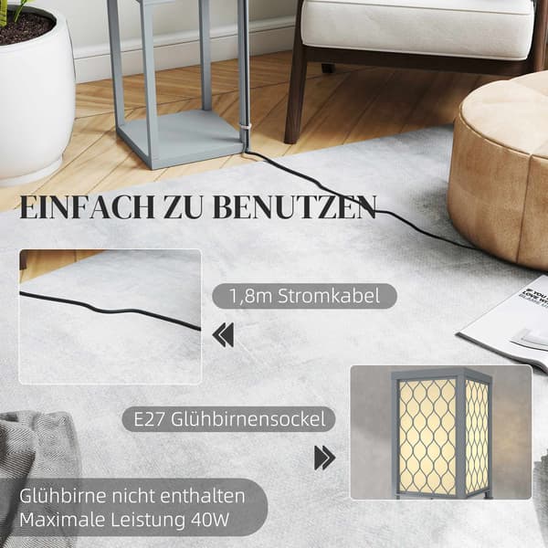 Gulvlampe med hylde, 3 niveauer, kompakt MDF, lysegrå