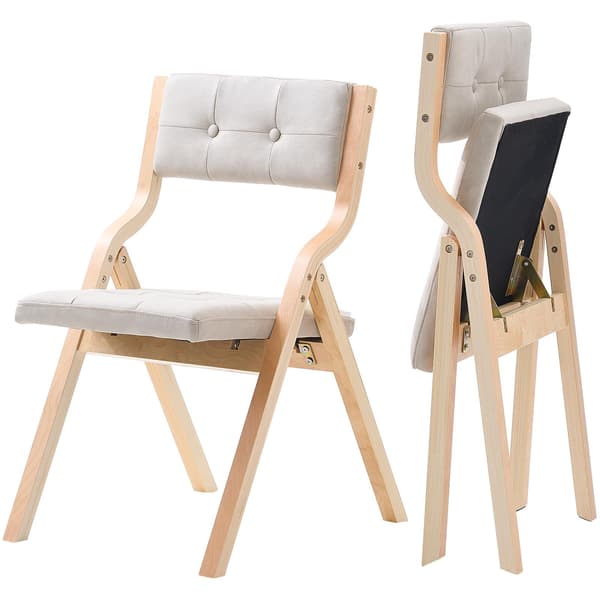 Puiset Taittotuolit, Pehmustetut, 2 Kpl Setti, Beige