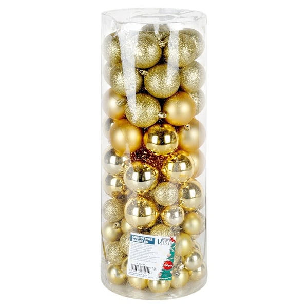 Sprængsikre julekugler guld 4/6 cm 100 stk.