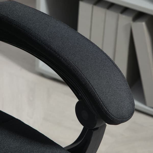 Kontorstol med fodstøtte, ergonomisk drejestol, sort