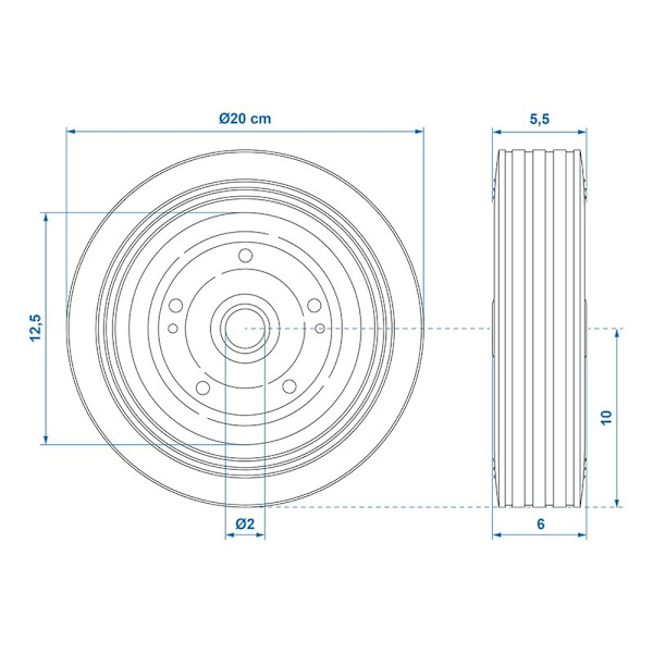Varapyörän metallivanne umpikumirenkaalla 200x60mm