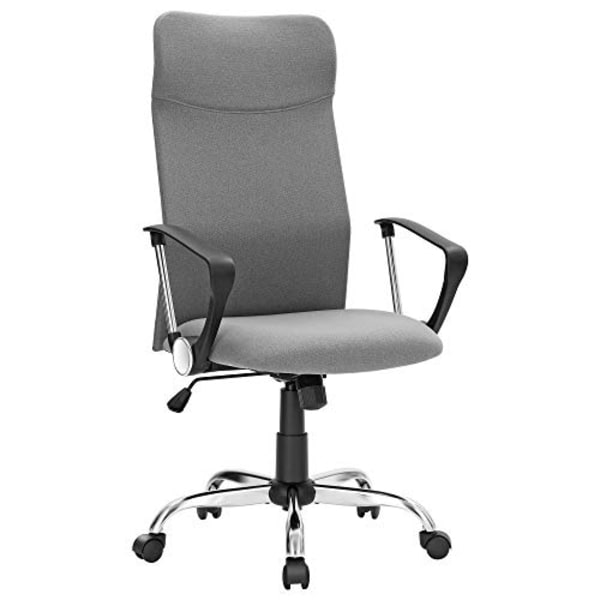 Ergonominen harmaa toimistotuoli, säädettävä korkeus ja kallistus