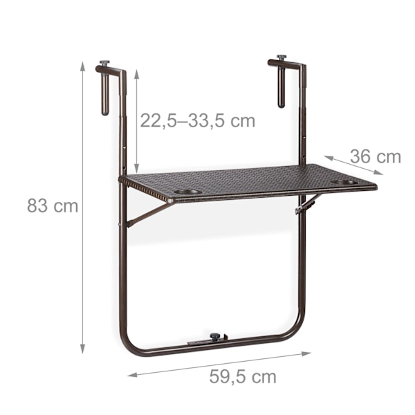 Balkongbord fällbart i brunt