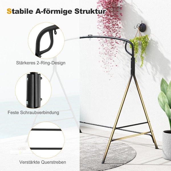 Metalgyngeramme med ekstra sidestænger og 2-rings design 170 x 118 x 165 cm