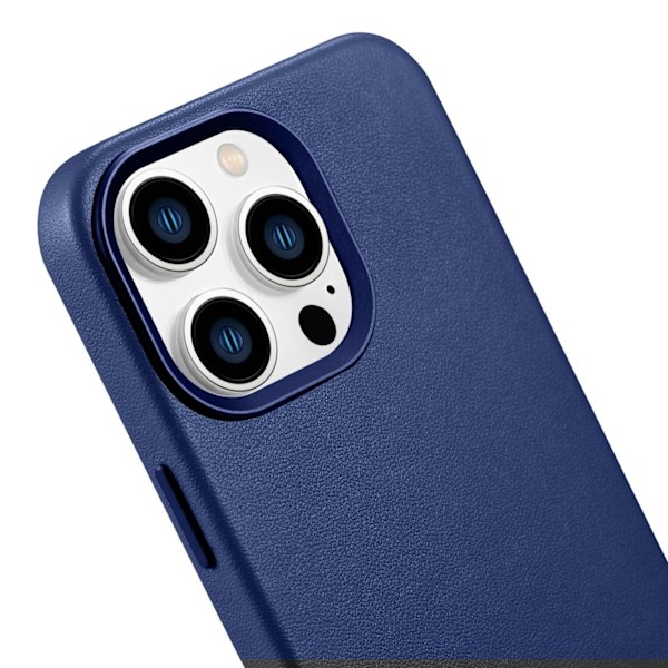 Fodral i naturligt läder till iPhone 14 Pro Max MagSafe Fodral Läder ljusblått