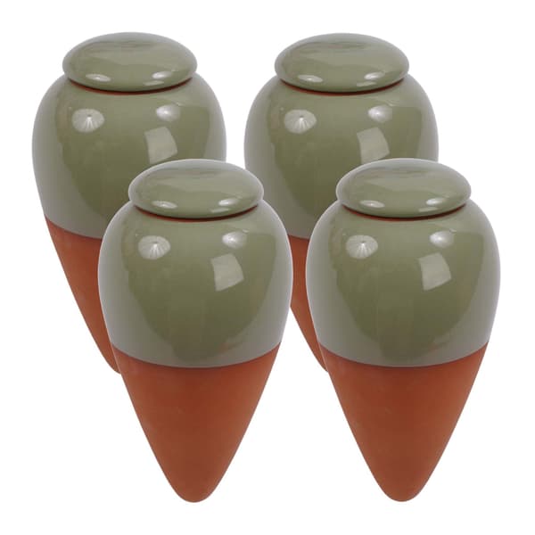 Leravattenkottar med lock, 350 ml, ljusgrön, 4-pack