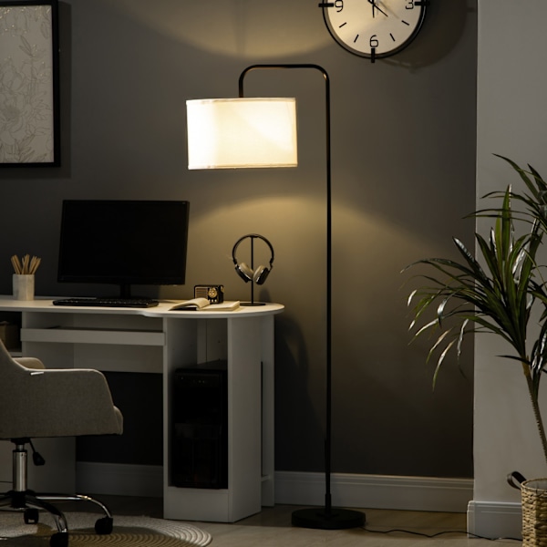 Olohuoneen lattiavalaisin modernia mustaa metallia varjostimella ja 180 cm kaapelilla - 64 x 38 x 163,5 cm Aosom