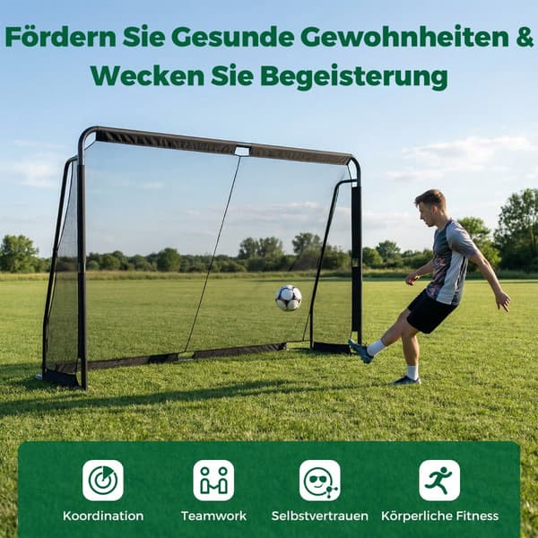 Fodboldmål, metalramme og PE-net, 300 x 200 cm, sort