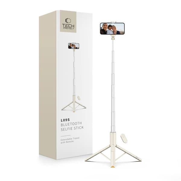 Tech-Protect L09S Selfie Stick With Tripod – Beige