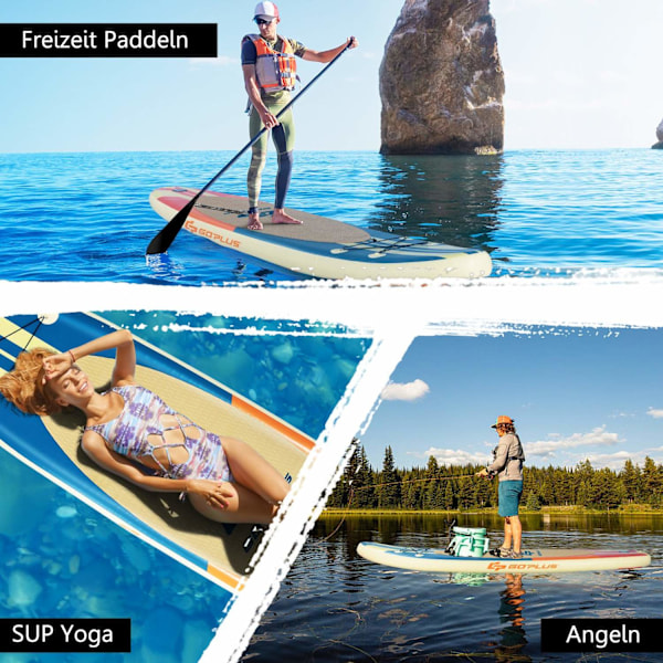 Uppblåsbar Paddle Board Båt Stand-Up Surfbräda 335 x 76 x 15 cm Randmönster Färgglad