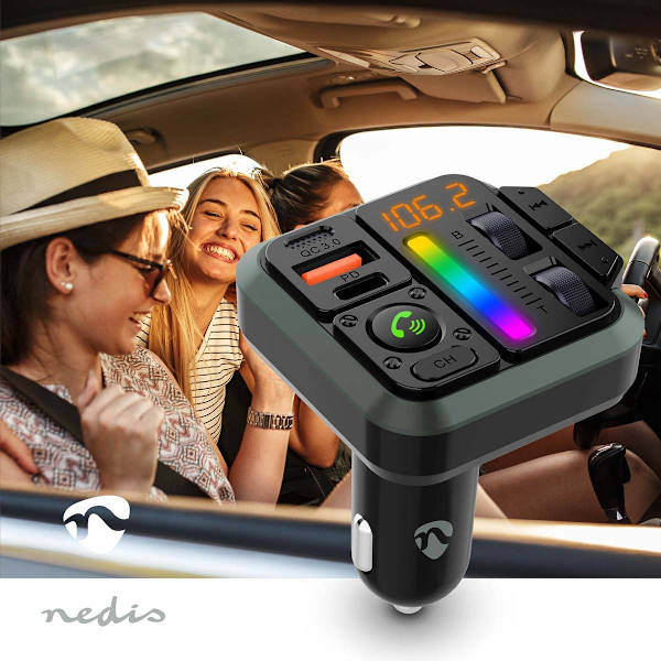 FM-lähetin Autoon | Kiinteä | Hands free - puhelut | 1 " | Amber -näyttö | Bluetooth® | PD 18 W / PD 24 W | Pikalataus | Bassokorostus | Google Assist