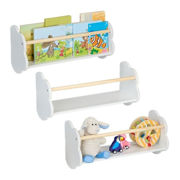 Barnbokhylla moln 3-pack