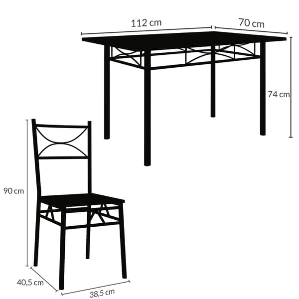 Matgrupp, 5 delar, vit, metall och MDF
