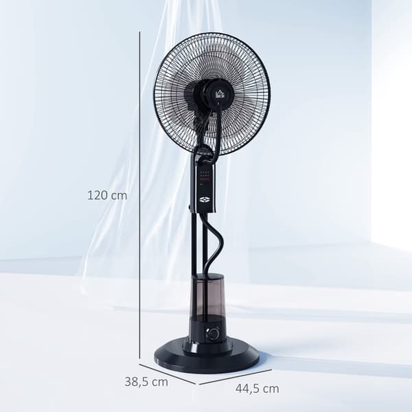 Vandkølende ventilator med luftfugter, 3 hastigheder, sort, 75W
