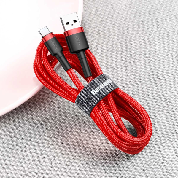 Kestävä joustava kaapeli USB-C QC3.0 3A 1M punainen