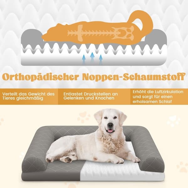 Ortopædisk hundeseng, medium, æggeburskum, grå