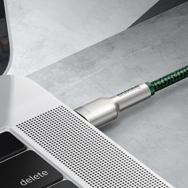 USB-C - USB-C kabel Cafule Metal Data Strømforsyning 100W 2m - grøn