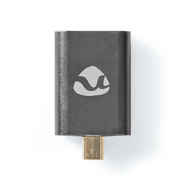 HDMI™ -sovitin | HDMI™ Micro / HDMI™ uros | HDMI naaras / HDMI™ Ulostulo | Kullattu | Suora | Alumiini | Gun Metal Harmaa | 1 kpl | Laatikko kannella