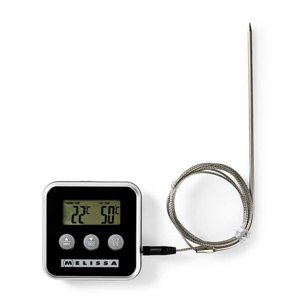 Digitalt kødtermometer med alarmtimer og LCD-display