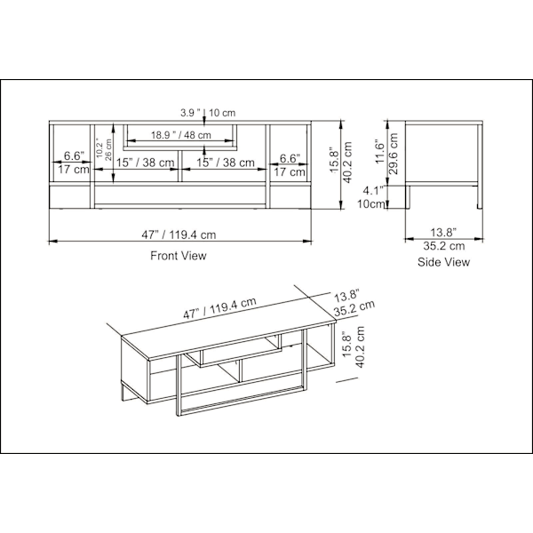 TV Stand Asal 120 - Sort, Guld