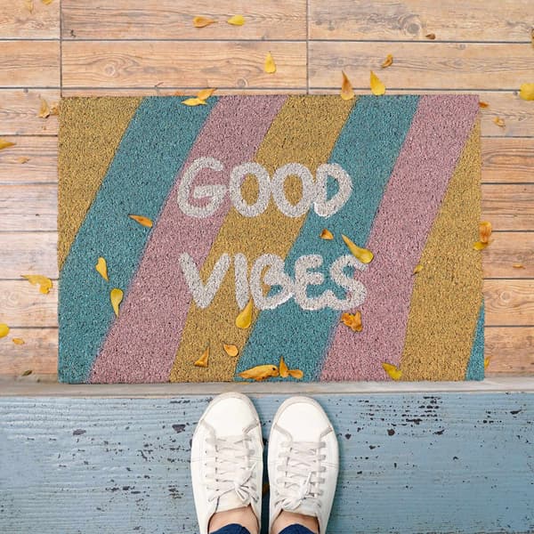 Dørmåtte kokosfiber "Good vibes"