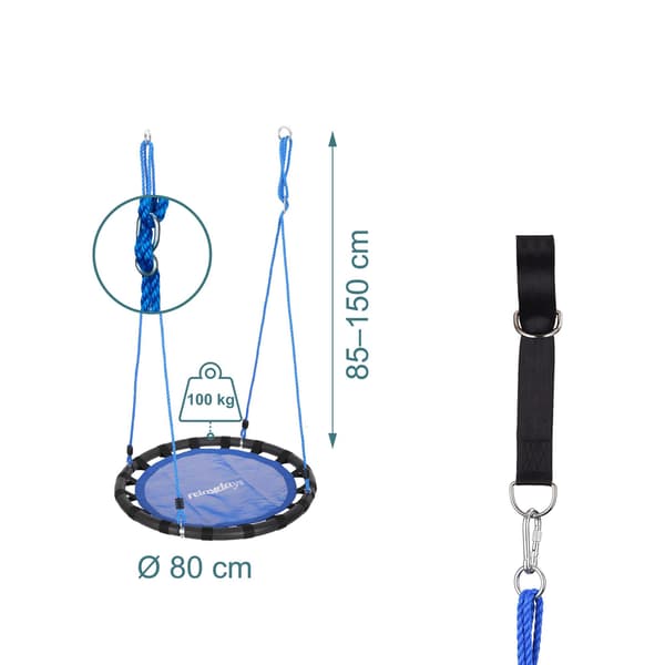 80 cm rund gunga med remmar och karbinhakar