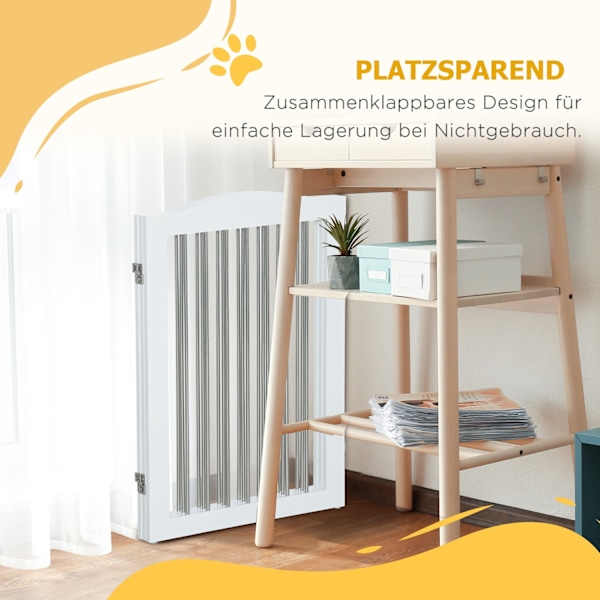 Hundspärrdörr Säkerhetsport Vikbar Hundgrindstativ 3 Paneler Trappport Vit 154X30X80Cm