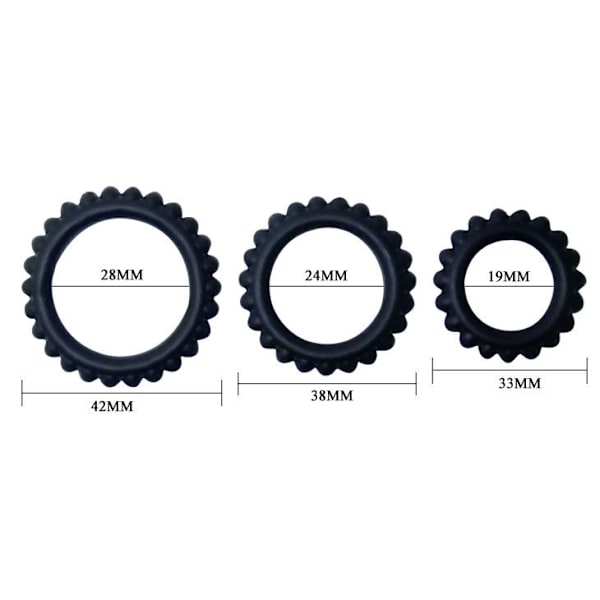 Baile - Titan Set 3 kpl kukkarengas musta 2,8 + 2,4 + 1,9 cm
