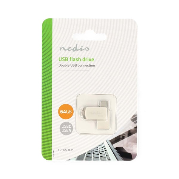 Flash Drev | 64 GB | USB-A / USB-C™ | Læs hastighed: 90 MB/s | Skrivehastighed: 20 MB/s