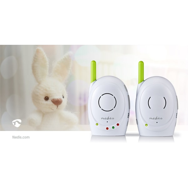 Ljud Baby Monitor | FHSS (Frequency-Hopping Spread Spectrum) | Med talk back funktion | Räckvidd: 300 m | Batteridriven / Strömadapter | Grön / Vit