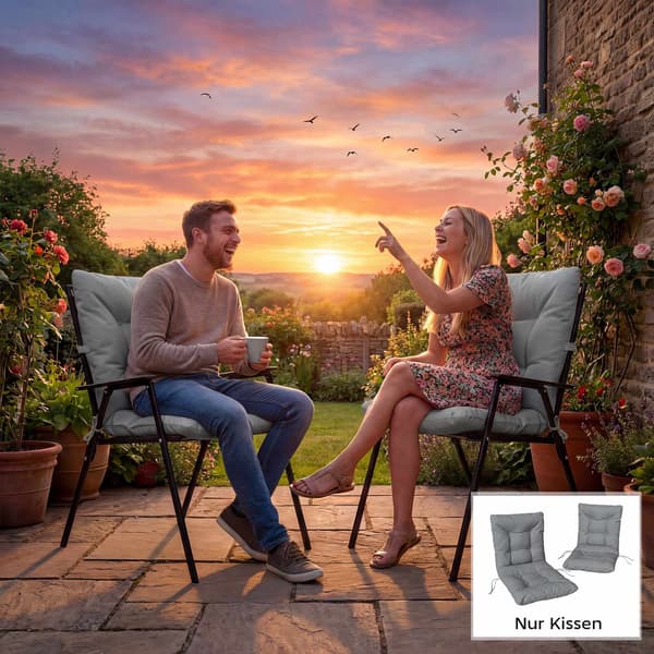 Set med sittdynor för utomhusbruk, 8 cm tjocka, vattenavvisande, 2-pack