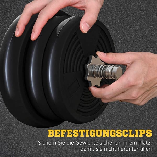 Curl skivstångsset 25 kg med 6 viktskivor, halkfritt grepp, PVC-belagd, svart