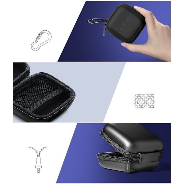 Etui til høretelefoner og GSM tilbehør 8x8cm sort