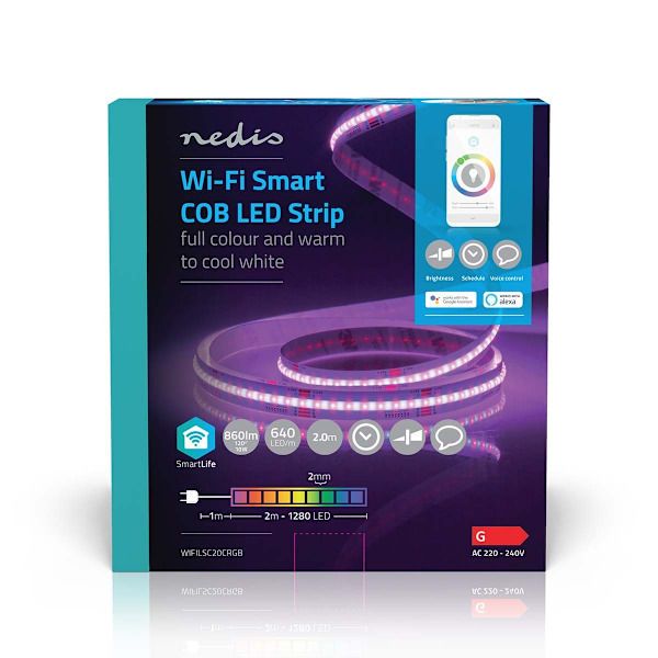 SmartLife LED-Nauha | Wi-Fi | Lämpimästä kylmään valkoiseen / RGB | COB | 2.00 m | IP20 | 2700 - 6500 K | 860 lm | Android™ / IOS