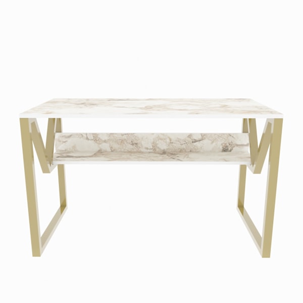 Studiebord Lona - Hvid, Guld