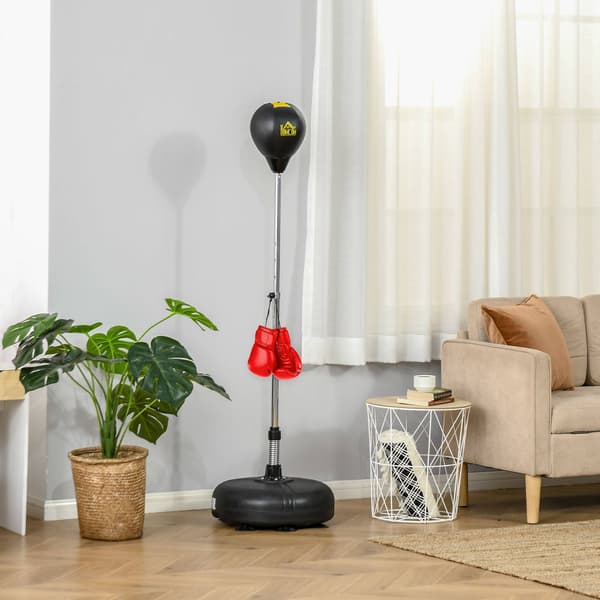 Justerbart boksbollset med handskar – svart, 133-151 cm
