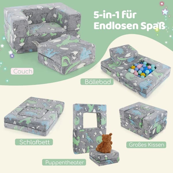 Modulär barnsoffa – Glow-in-the-Dark leksoffa, 71x53x34,5 cm